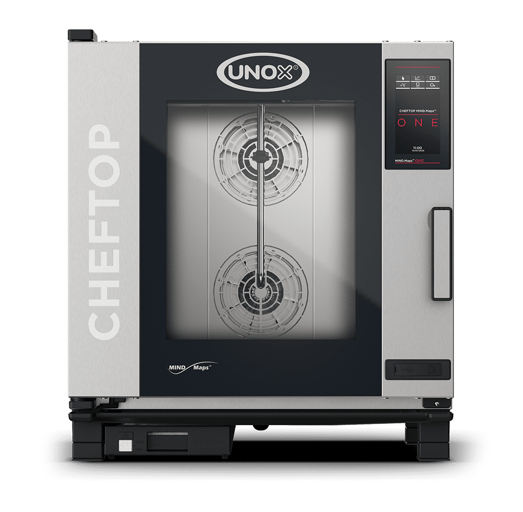 7 trays GN 1/1 Render of UNOX CHEFTOP MIND.Maps™ ONE commercial combi oven XEVC-0711-E1RM-MS.